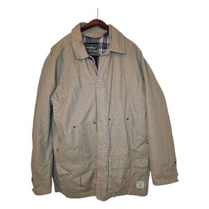 EDDIE BAUER Barn Coat‎ Chore Jacket Canvas Tan Flannel Lined - Size XL Tall
